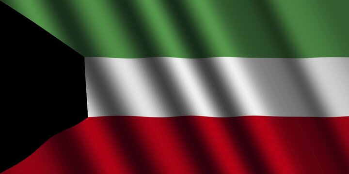 The Kuwaiti flag flying in the wind