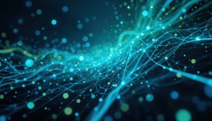 Obraz premium Abstract digital network flow, glowing connections in dark space. Possible use technology background