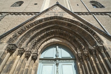 Romanesque entrance of St. Peter's Church, Görlitz, Oberlausiitz, Saxony, Germany, Europe