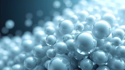 Background with many glossy spheres. Abstract monochrome illustration, 3d render.