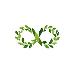 A logo with an infinity symbol formed by plant vines, showing the continuous benefits of natural skincare