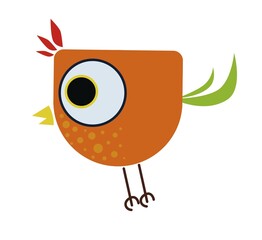 Little colorful and joyful cartoon bird illustration