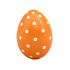 Fototapeta premium Orange easter egg with white dots isolated on transparent background. Generative ai