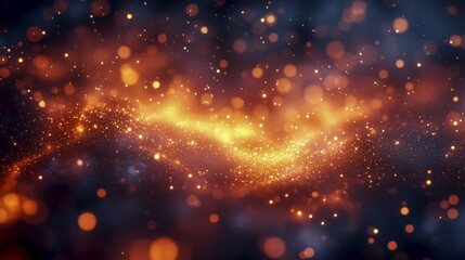 Fototapeta premium Fiery glow from orange particles against a dark blue abstract background, AI generated