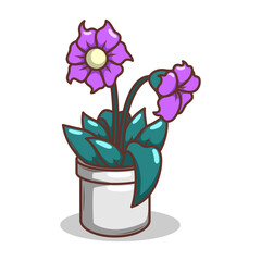 Home plant cartoon style. potted plant isolated on white