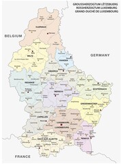 Administrative and political vector map Grand Duchy of Luxembourg