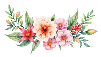 Watercolor floral arrangement vibrant tropical flower