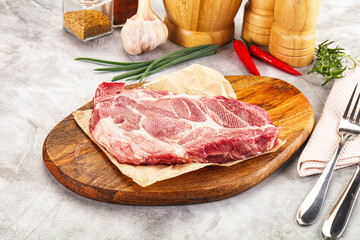 Raw pork neck steak for grill