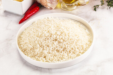Dry Arborio rice for risotto