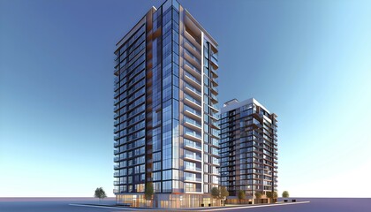 Three dimensional rendering of Modern high-rise building, AI generated
