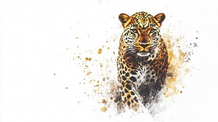 Majestic Watercolor Leopard Standing Illustration
