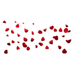 Red rose petals floating on a transparent background. Generative AI