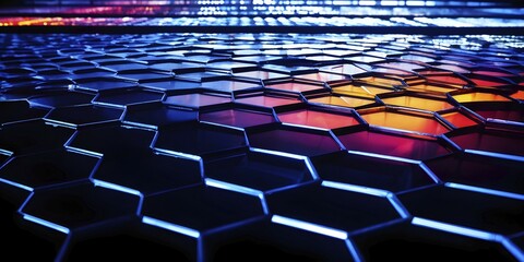 Obraz premium Abstract artwork based on the hexagonal patterns of a honeycomb highlighting efficient structural designs, AI generated