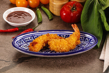 Crispy breaded golden fried prawns