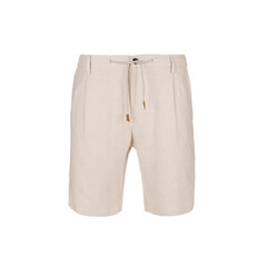 Light beige men's shorts with laces isolated on white background