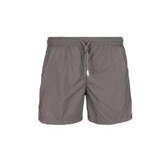 Men's gray swimming trunks isolated on white background