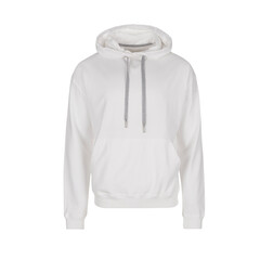 White men's sweatshirt with a hood isolated on white background