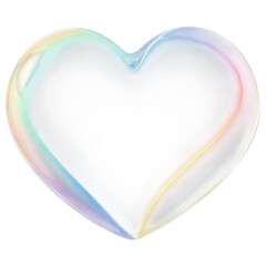 A beautiful colorful heart shaped bubble isolated on transparent background. Generative AI