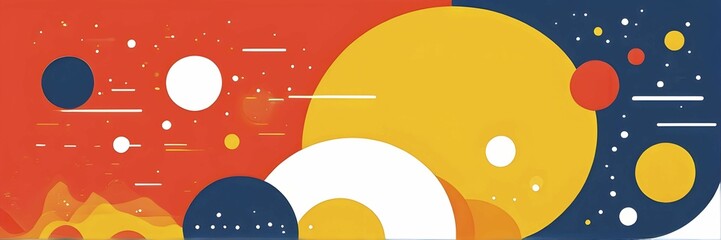 Vibrant minimalist wallpaper illustration in geometric shapes symbolizing fun and ease, AI generated