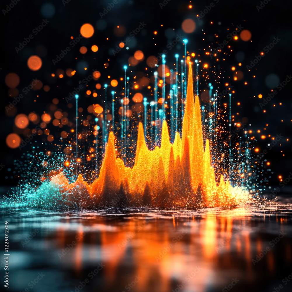 Leinwandbilder vibrant abstract waveform visualization in bright colors a air pollution graph showing blurry backgr