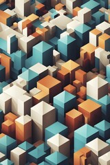 Obraz premium Abstract isometric 3d vector wallpaper illustration of a modern cityscape, AI generated