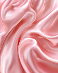 Obraz premium Exquisite light pink satin material with smooth wavy texture