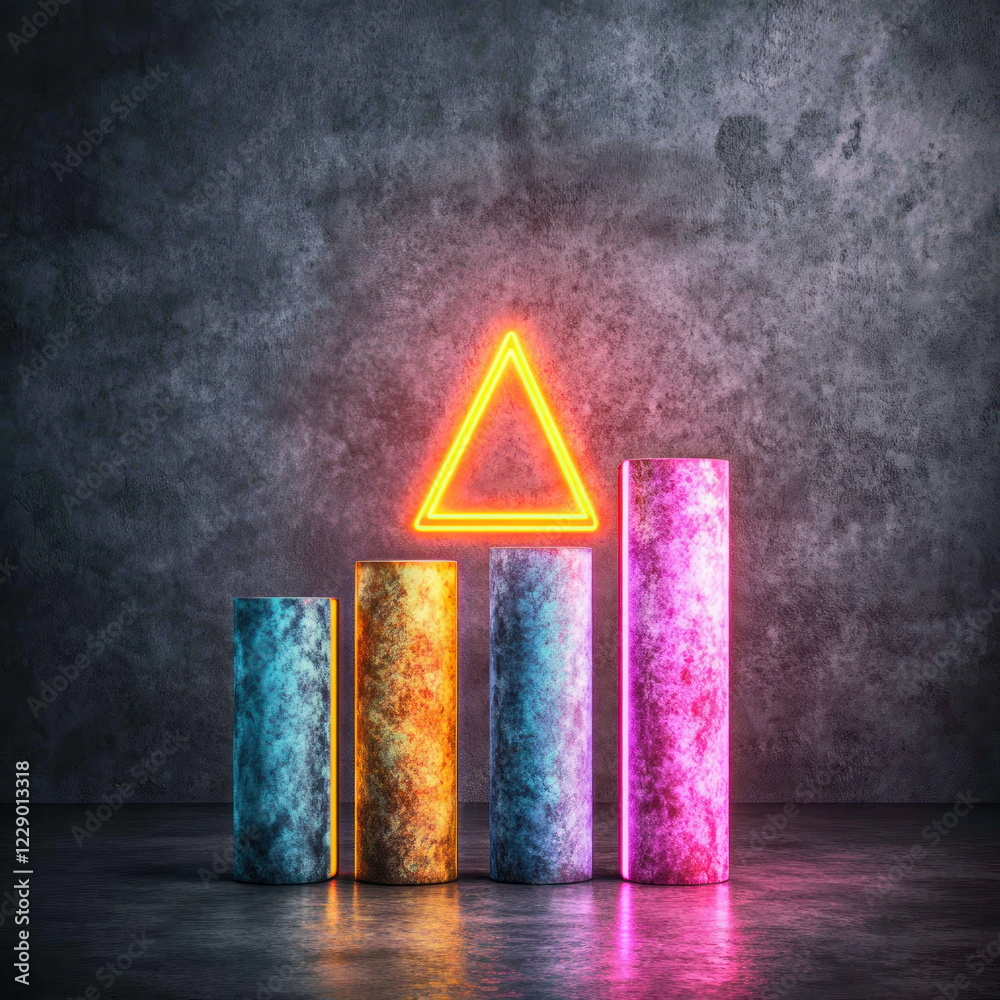 Aufkleber colorful bar graph with neon triangle design