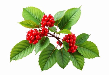 Vibrant Red Berries Nestled Among Lush Green Leaves in a Serene Display of Nature. Generative AI