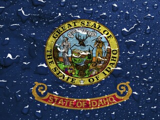 Flag of Idaho with rain drops