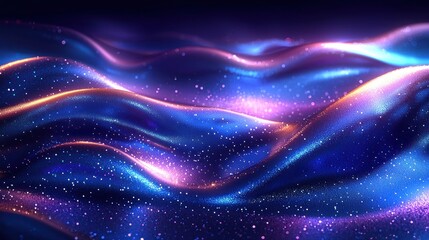 Fototapeta premium Colorful Abstract Wave Design with Glowing Particles and Light Reflections