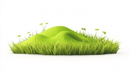 Obraz premium 3D Hill Grass in Plastic Style Vector Illustration