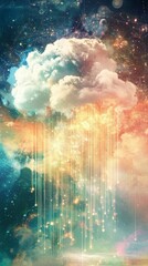 Fototapeta premium Dreamlike Cosmic Scene with Glowing Clouds and Ethereal Light Effects