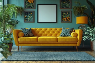 Yellow Sofa Tropical Decor Living Room Interior Design