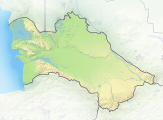 Turkmenistan, shaded relief map, Asia