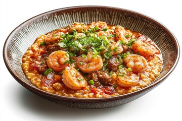 Fototapeta premium Delicious Shrimp and Grits Dish Southern Cuisine Gourmet Food Photography