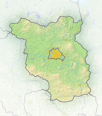 Brandenburg, Germany, shaded relief map, Europe