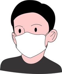 The boy wear KN mask 