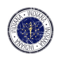 Great state of Indiana postal rubber stamp, vector object over white background