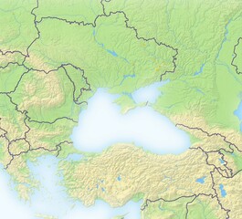Black Sea, shaded relief map