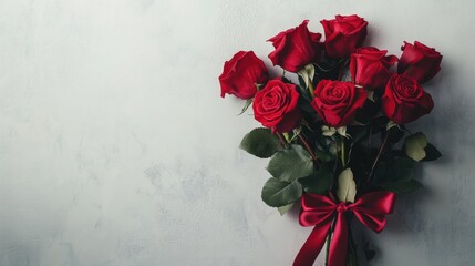 Elegant red roses bouquet indoor setting floral arrangement romantic environment close-up view