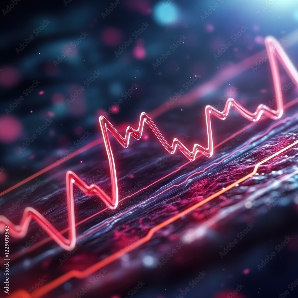 Aufkleber Dynamic Data Visualization with Waveform Patterns blurry backgrounds