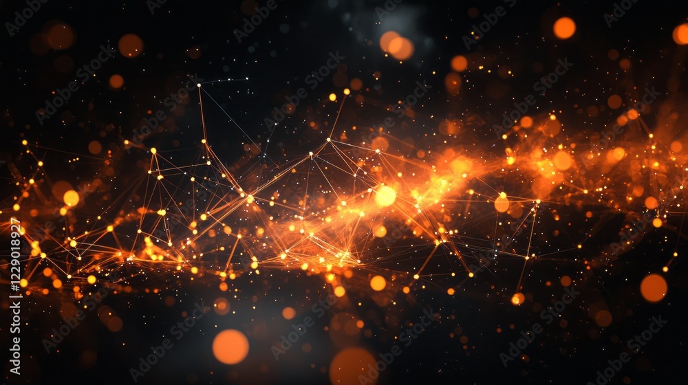 Poster Connectivity and energy illuminate the darkened environment, showcasing a conceptual graph filled with glowing nodes and sparkling lines that blend together