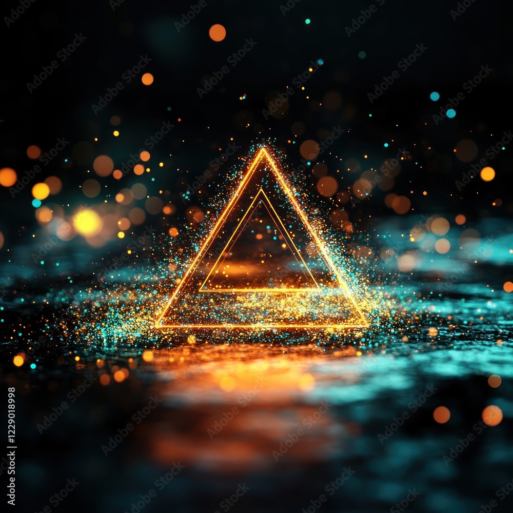Leinwandbilder illuminated triangular shape with sparkling effects blurry backgrounds