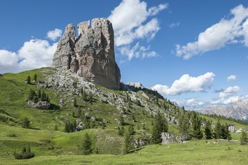 Torre Grande, 2361 m, the largest peak of the Cinque Torri rock formation, Province of Belluno,...