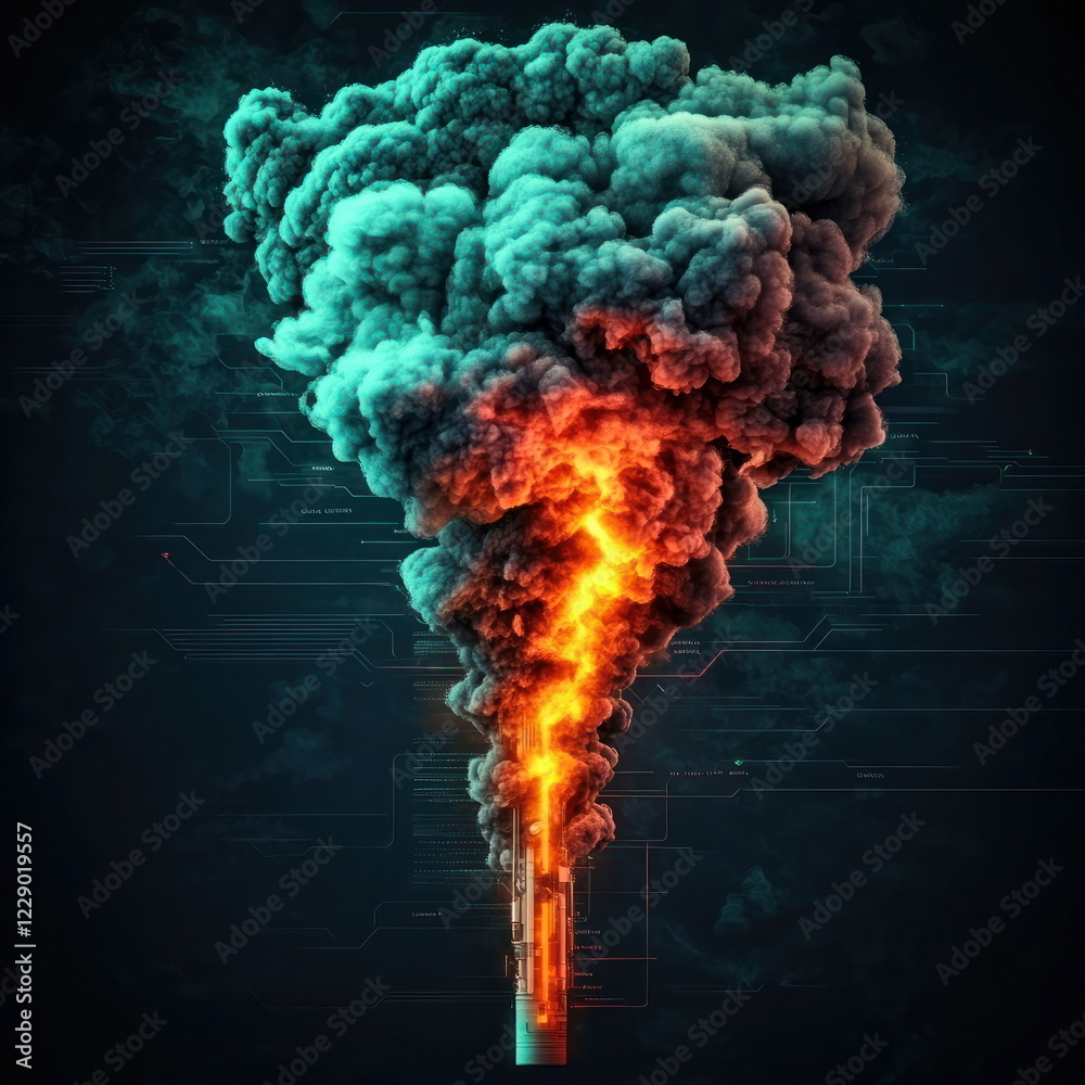 Poster Visualizing Smoke and Fire Dynamics in Abstract Art blurry backgrounds