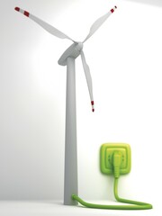 Wind turbine, green socket or power point and plug