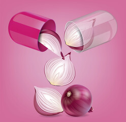 The capsule opens up into a red onion.