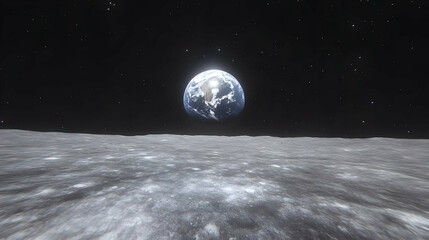 Earthrise Moon Surface Space Exploration