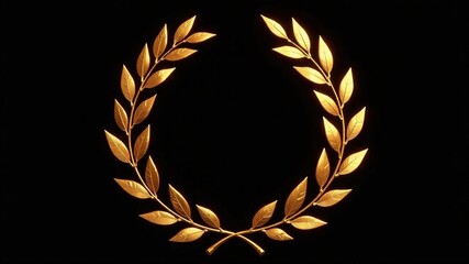 Fototapeta premium Gold Leaf Wreath on Black Background - AI Art