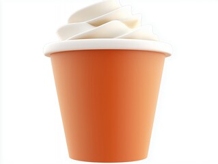 Orange Cup with Whipped Cream Topping, 3D Rendered Dessert Illustration